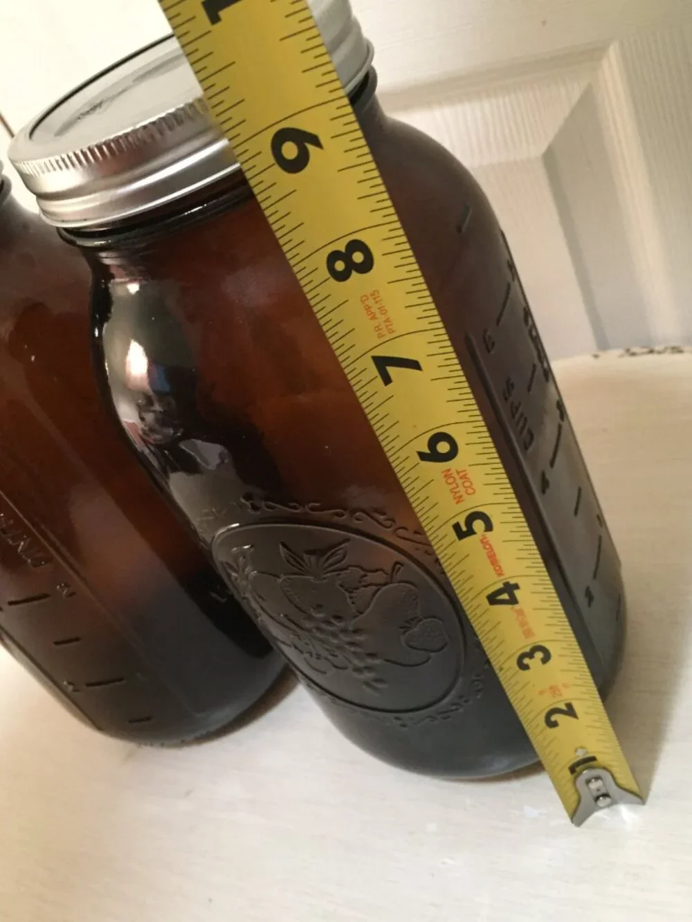 Set of 2 BALL 1.5 Quart Amber Canning Jars 6 Cups 9.25” Tall JUMBO